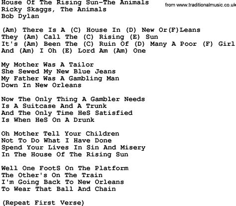 there is a house in new orleans songtext|Lyrics for The House Of The Rising Sun by The Animals .